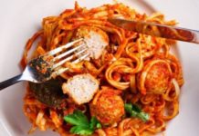 Спагетти с мясными фрикадельками и томатным соусом