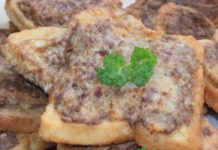 Гренки по-татарски с фаршем с килькой