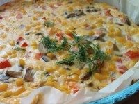 Пицца фриттата с грибами и кукурузой